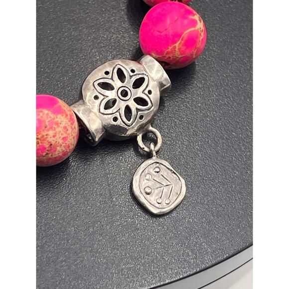 SILPADA 925 Sterling Silver Fuchsia Jasper "BEST TREND" Bracelet B2876 RETIRED - Picture 3 of 7